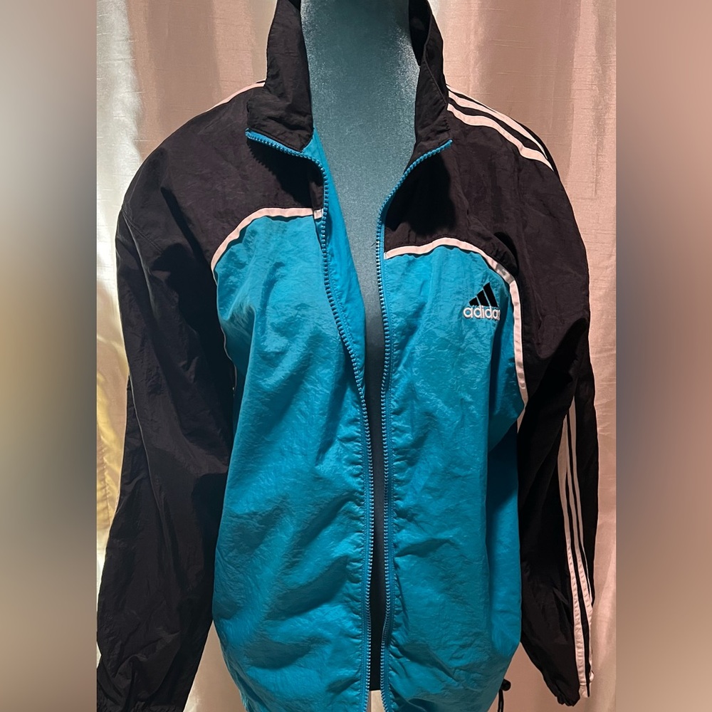 Adidas Blue and Black Windbreaker Jacket